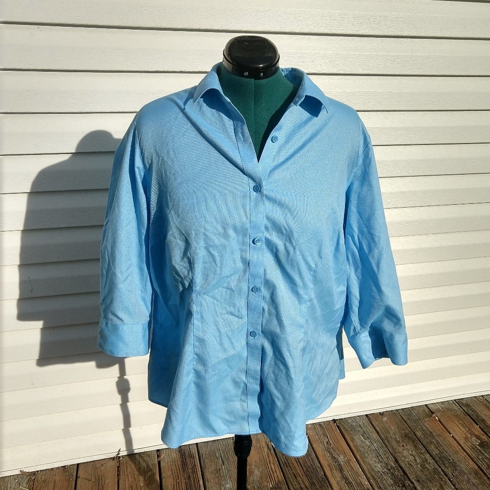 Coldwater Creek Cotton Button Down Blue 2x